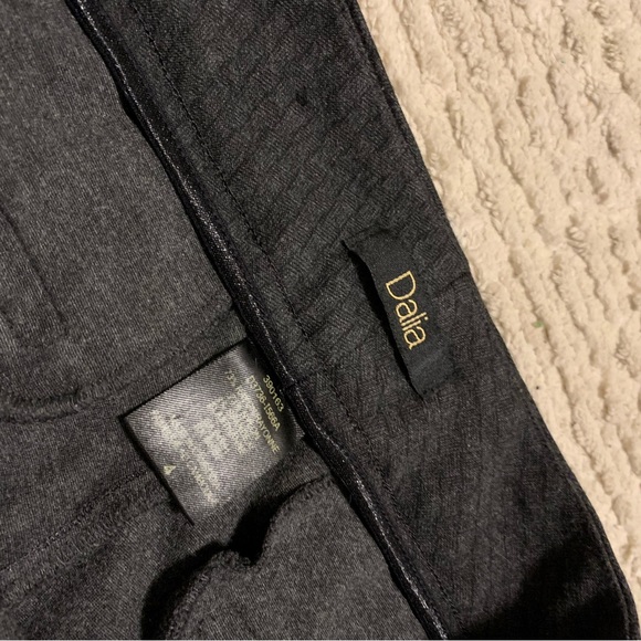 Dahlia Gray Patterned Stretchy Professional Pants - Picture 3 of 4